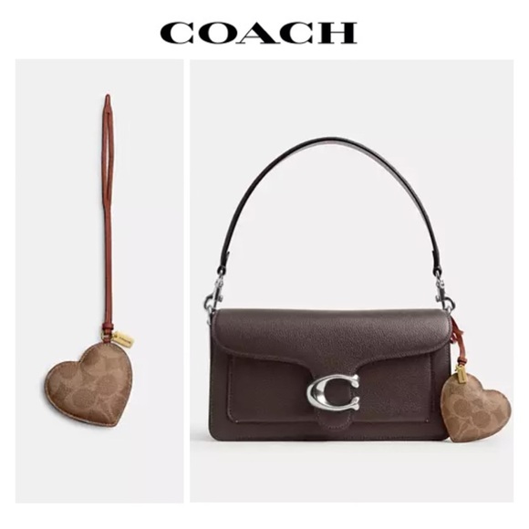 NWT COACH HEART PUFFY Coated Canvas & Glovetanned Leather Bag Charm/Keychain - Picture 2 of 9